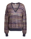M Missoni Woman Sweater Dark Purple Size Xl Viscose, Cotton, Mohair Wool, Alpaca Wool, Polyamide In Blue