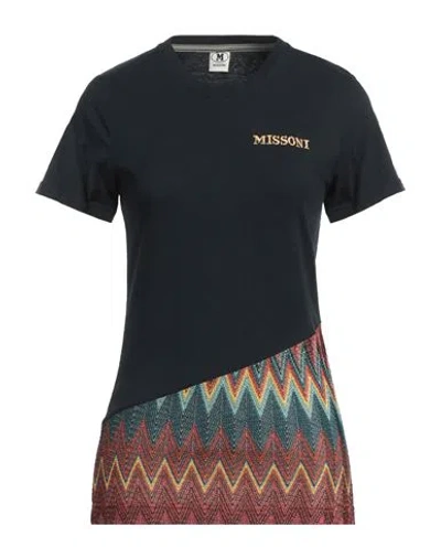 M Missoni Woman T-shirt Midnight Blue Size L Cotton, Viscose