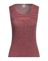 M Missoni Woman Top Burgundy Size L Cotton, Wool In Red