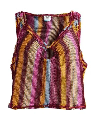 M Missoni Woman Top Burgundy Size S Rayon, Cotton In Red