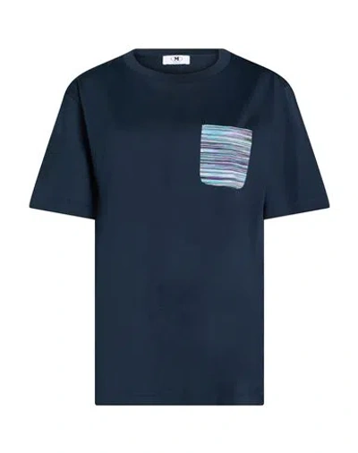 M Missoni Woman T-shirt Midnight Blue Size L Cotton