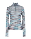 M Missoni Woman Turtleneck Azure Size L Cotton In Multi