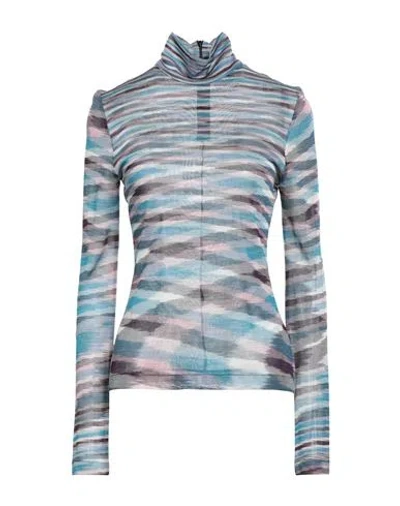 M Missoni Woman Turtleneck Azure Size L Cotton In Blue