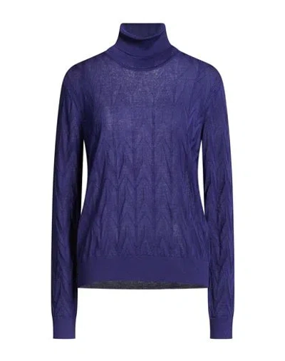 M Missoni Woman Turtleneck Blue Size L Viscose, Wool, Polyamide, Elastane