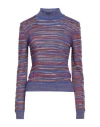 M Missoni Woman Turtleneck Blue Size Xl Wool, Cotton, Viscose, Metallic Fiber