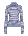 M Missoni Woman Turtleneck Bright Blue Size Xl Wool, Cotton, Viscose, Metallic Fiber In Blue