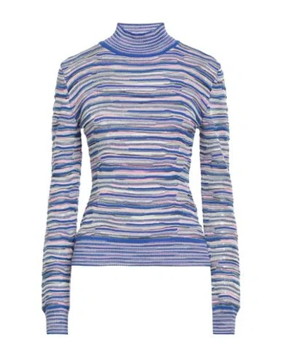 M Missoni Woman Turtleneck Bright Blue Size Xl Wool, Cotton, Viscose, Metallic Fiber