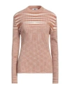 M Missoni Woman Turtleneck Camel Size Xl Wool, Polyester In Beige