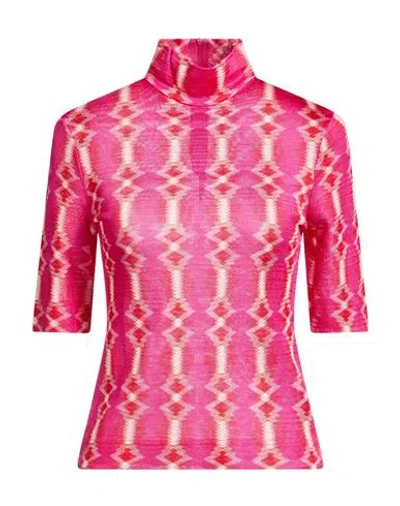 M Missoni Woman Turtleneck Fuchsia Size Xl Viscose In Pink