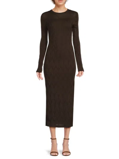 M Missoni Women's Abito Chevron Wool-blend Knit Midi-dress In Brown