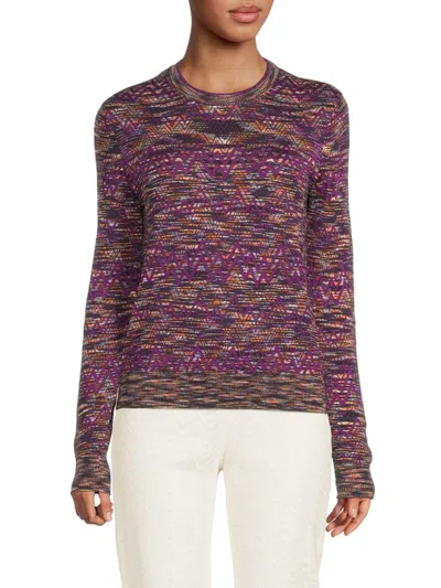 M Missoni Women's Chevron Crewneck Cotton-blend Sweater In Purple