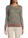 M Missoni Long Sleeve Crew-neck Sweater In Beige