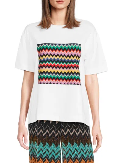 M Missoni Women's Chevron Graphic Cotton T-shirt In White