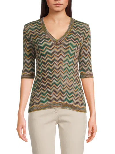 M Missoni Women's Chevron Knit Mohair-blend Sweater In Green