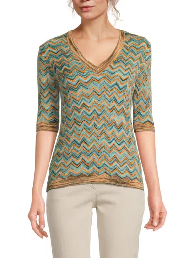 M Missoni Women's Chevron Knit Sweater In Blue