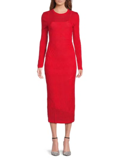 M Missoni Women's Chevron Knitted Midi-dress In Red