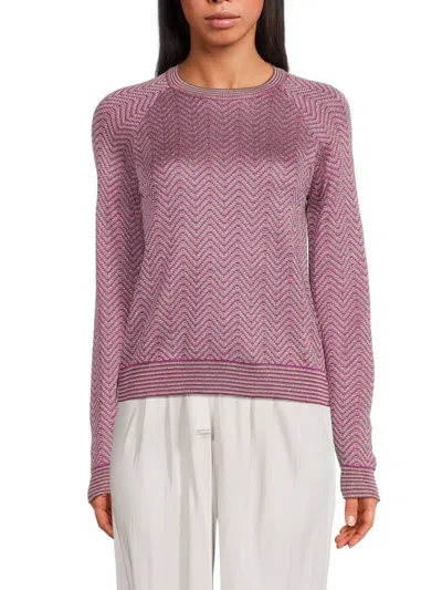 M Missoni Women's Chevron Metallic-blend Knit Sweater In Pink