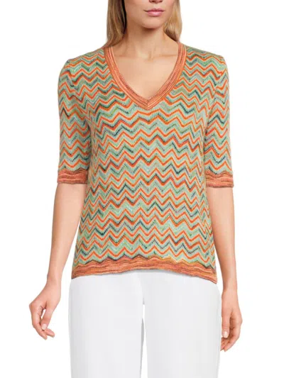 M Missoni Women's Chevron Mohair-blend Sweater In Green