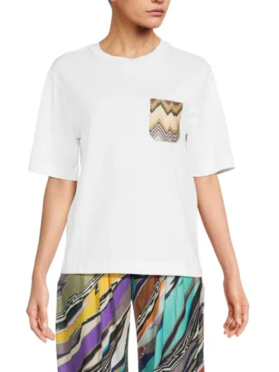 M Missoni Women's Chevron Trim Cotton T-shirt In White