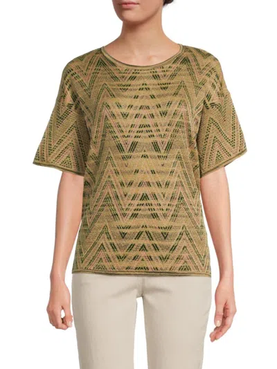M Missoni Women's Chevron Wool-blend Top In Green