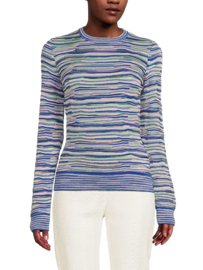 M Missoni Women's Girocollo Metallic-blend Knit Long-sleeve Sweater In Blue