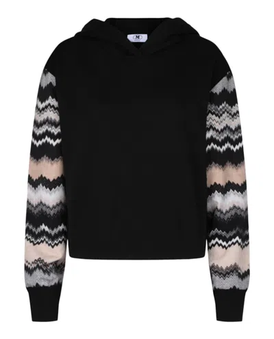 Pre-owned M Missoni Women's  Zigzag Dropsleeve Hoodie In Cheron Grey Red White Pink