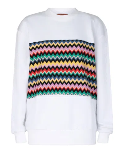 Pre-owned M Missoni Women's  Zigzag Graphic Cotton Sweatshirt In Chevron Raschel