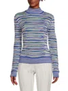 M Missoni Woman Turtleneck Bright Blue Size Xl Wool, Cotton, Viscose, Metallic Fiber In Blue