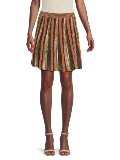 M Missoni Women's Striped Textured A-line Miniskirt In Brown
