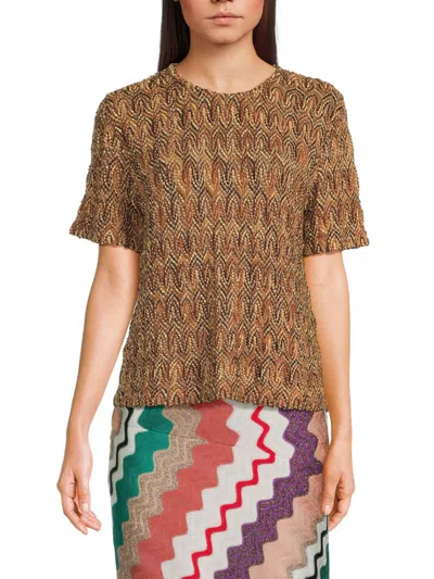 M Missoni Women's Textured Wool T-shirt In Brown
