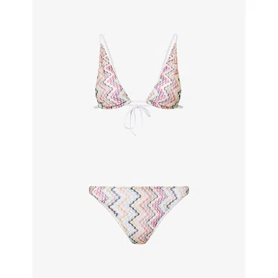 M Missoni Womens Smsok-multicolor Chevon-pattern Triangle Bikini Set In Purple
