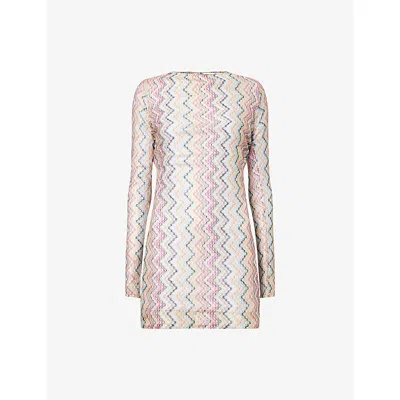 M Missoni Womens Smsok-multicolor Chevron Long-sleeve Knit Cover-up