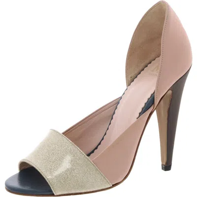 M Missoni Womens Mixed Media Satin D'orsay Heels In Multi