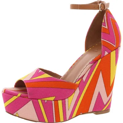 M Missoni Womens Pattern Woven Wedge Sandals In Pink