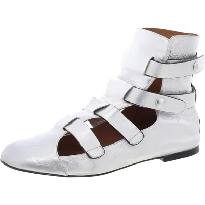 M Missoni Womens Strappy Leather Ankle Boots In Silver