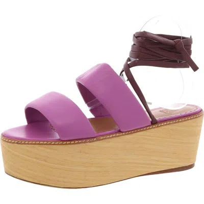 M Missoni Womens Wrap Leather Wedge Sandals In Purple