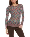 M Missoni Long Sleeve Crew-neck Sweater In Blue