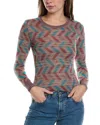 M Missoni Long Sleeve Crew-neck Sweater In Red