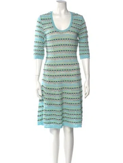 Pre-owned M Missoni Wool Knee-length Dress In Blue