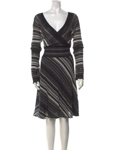 Pre-owned M Missoni Wool Knee-length Dress In Grey