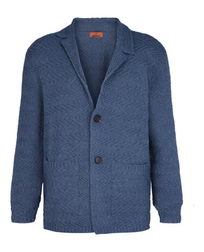 M Missoni Wool Knit Blazer In Blue
