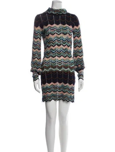 Pre-owned M Missoni Wool Midi Length Dress In Black