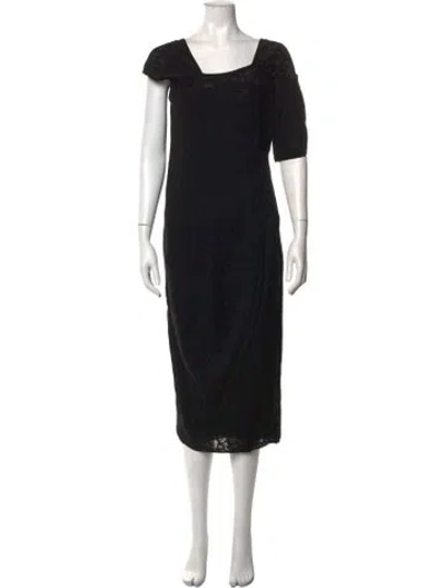 Pre-owned M Missoni Wool Midi Length Dress In Black