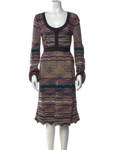 Pre-owned M Missoni Wool Midi Length Dress In Purple