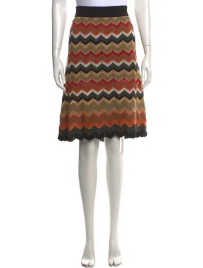 Pre-owned M Missoni Wool Midi Length Skirt In Brown