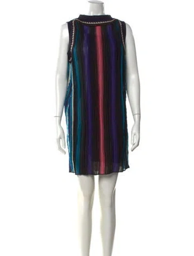 Pre-owned M Missoni Wool Mini Dress In Black