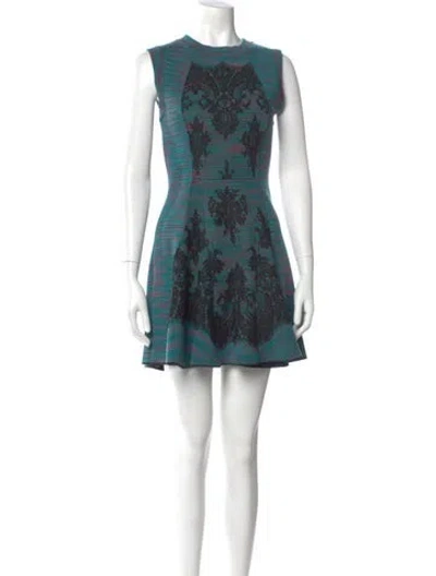 Pre-owned M Missoni Wool Mini Dress In Blue