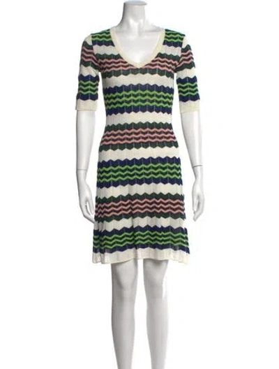 Pre-owned M Missoni Wool Mini Dress In Blue