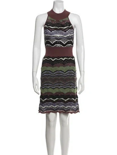 Pre-owned M Missoni Wool Mini Dress In Brown/purple