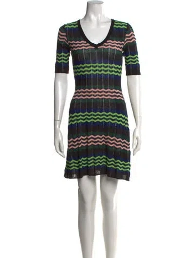 Pre-owned M Missoni Wool Mini Dress In Green